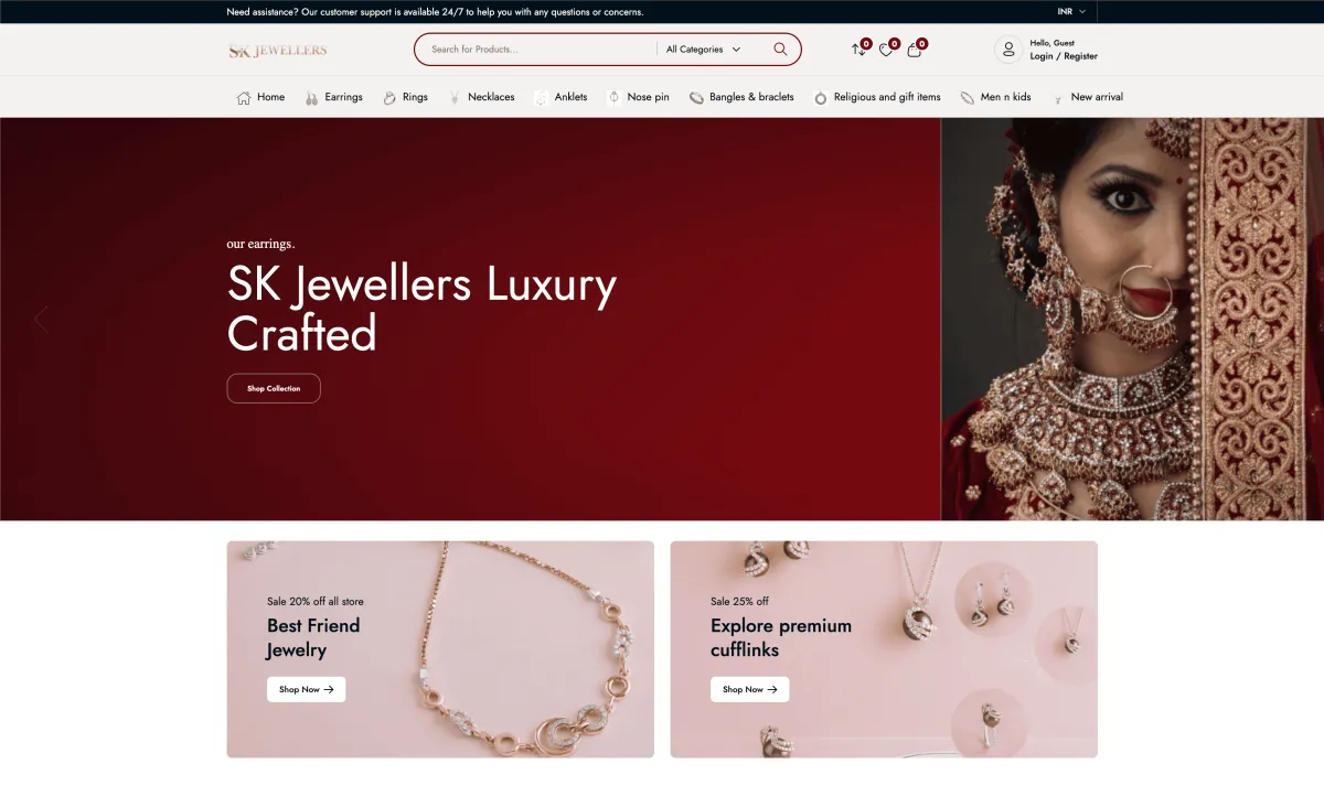 SK Jewellers Kashmir screenshot: Online jewelry store built in Laravel