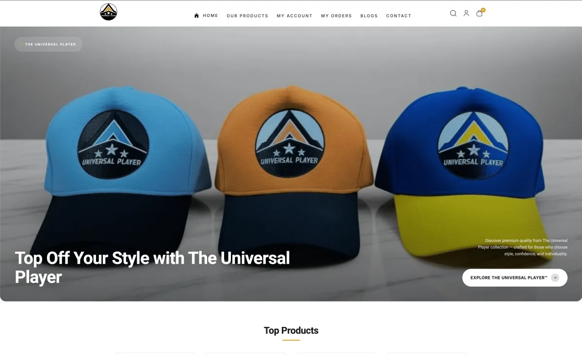 The Universal Player screenshot: Online cap store built in Laravel