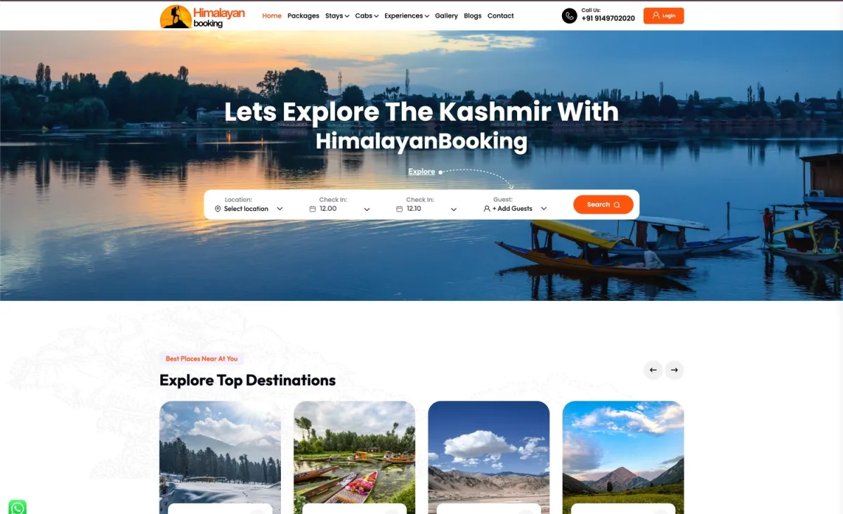 Himalayan Booking screenshot: Tour booking platform for Kashmir, Ladakh and Himachal