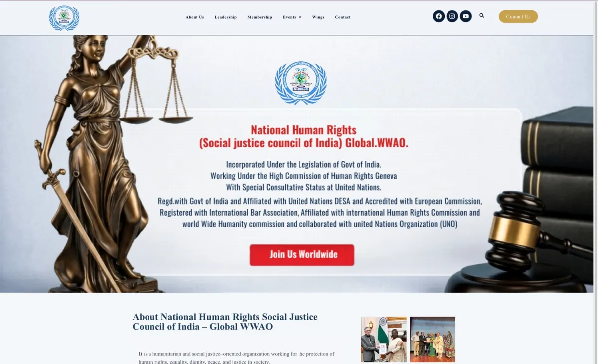 NHRSJC of India screenshot: WordPress website for a human rights and social justice organization