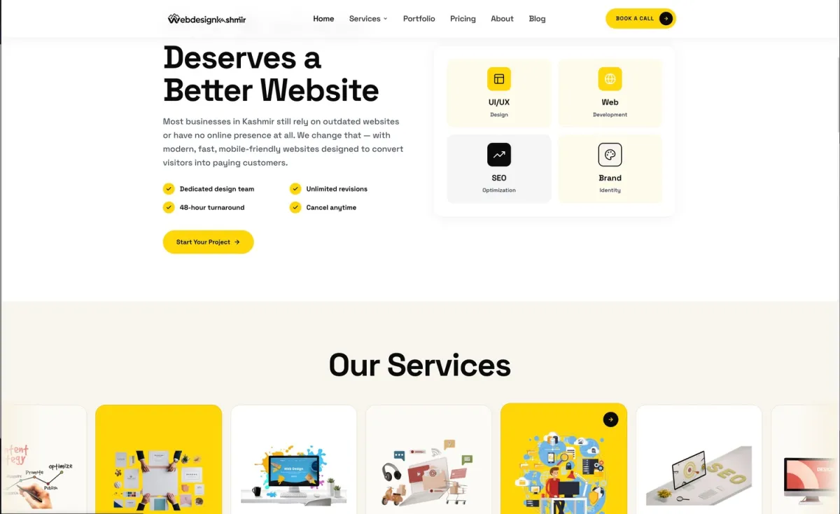 Web Design Kashmir screenshot: Agency website built with Astro