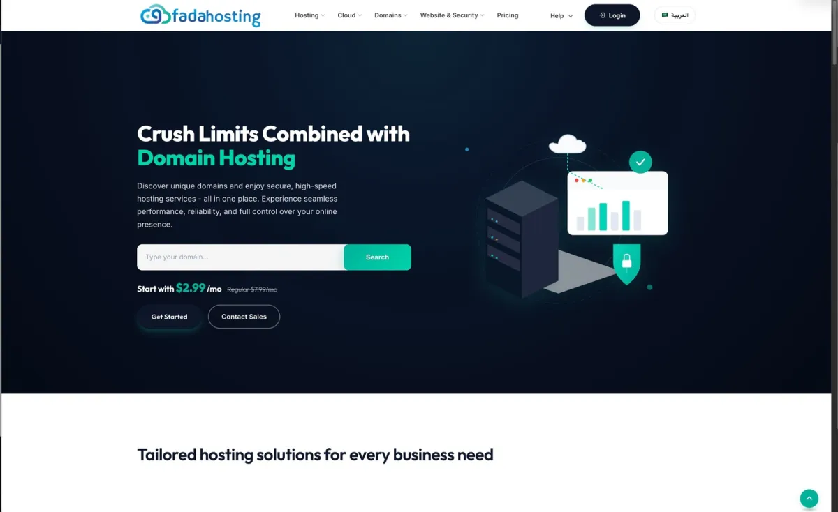 FadaHosting screenshot: Hosting website for a past employer, Fada.cloud