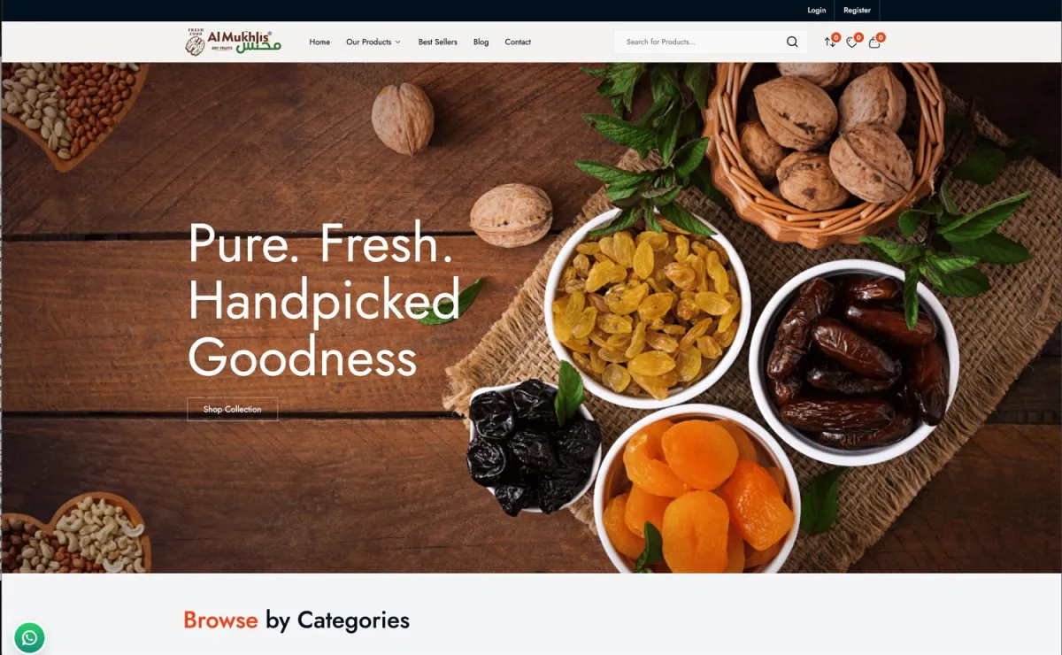 Al Mukhlis screenshot: Online store for Kashmiri dry fruits