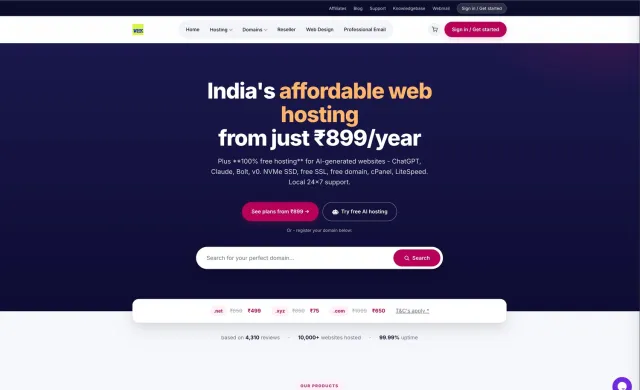 Screenshot of WebHostingKashmir