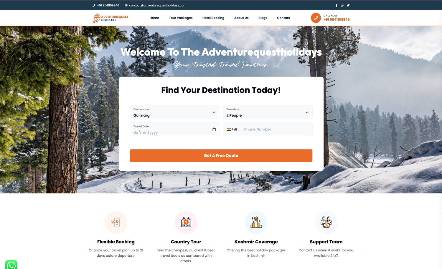 Kashmir Tour & Travel Booking Platform screenshot
