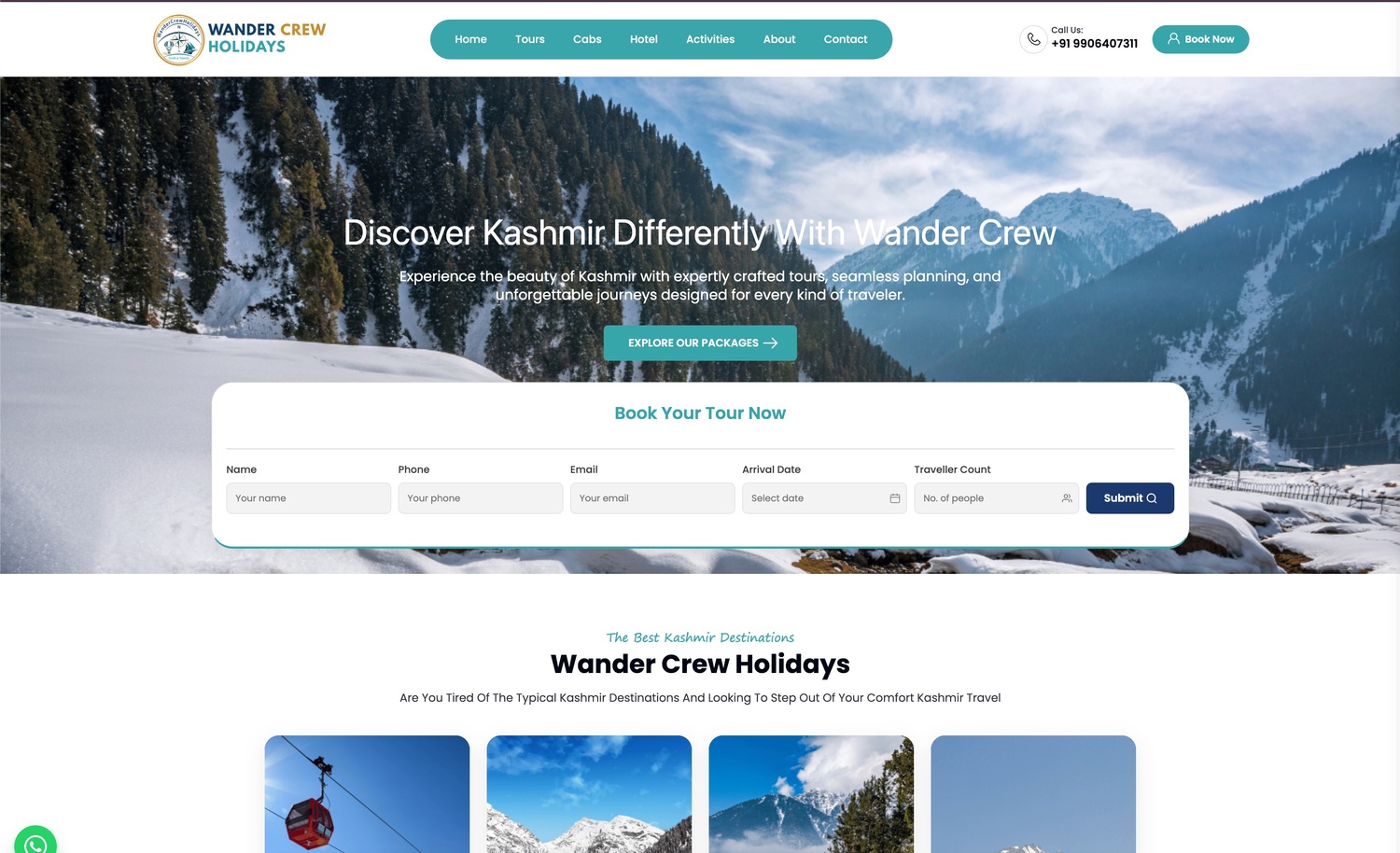 Kashmir Tour & Cab Booking Platform screenshot