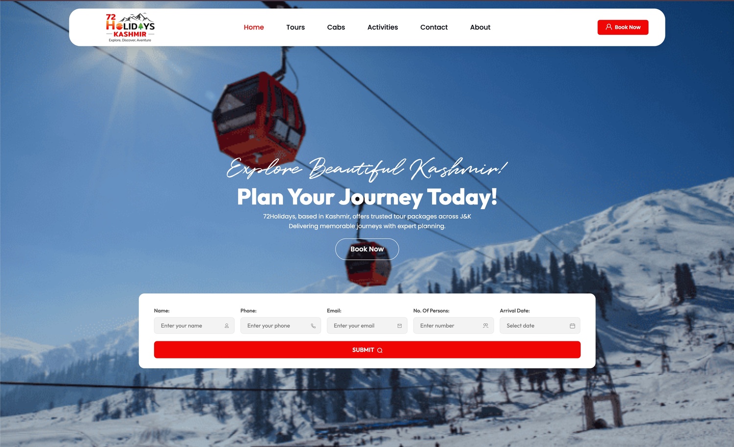 Kashmir Tour & Travel Booking Platform - 72 Holidays screenshot