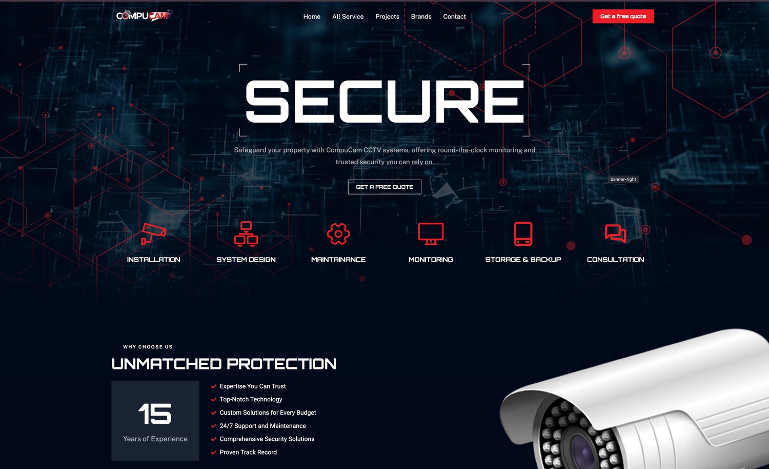 CCTV Security Services WordPress Website screenshot