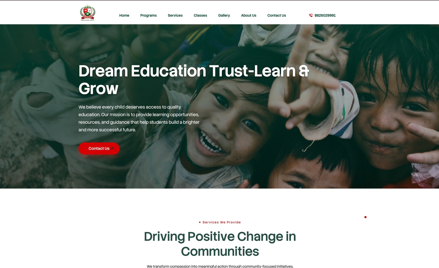 Education Trust & NGO Website screenshot