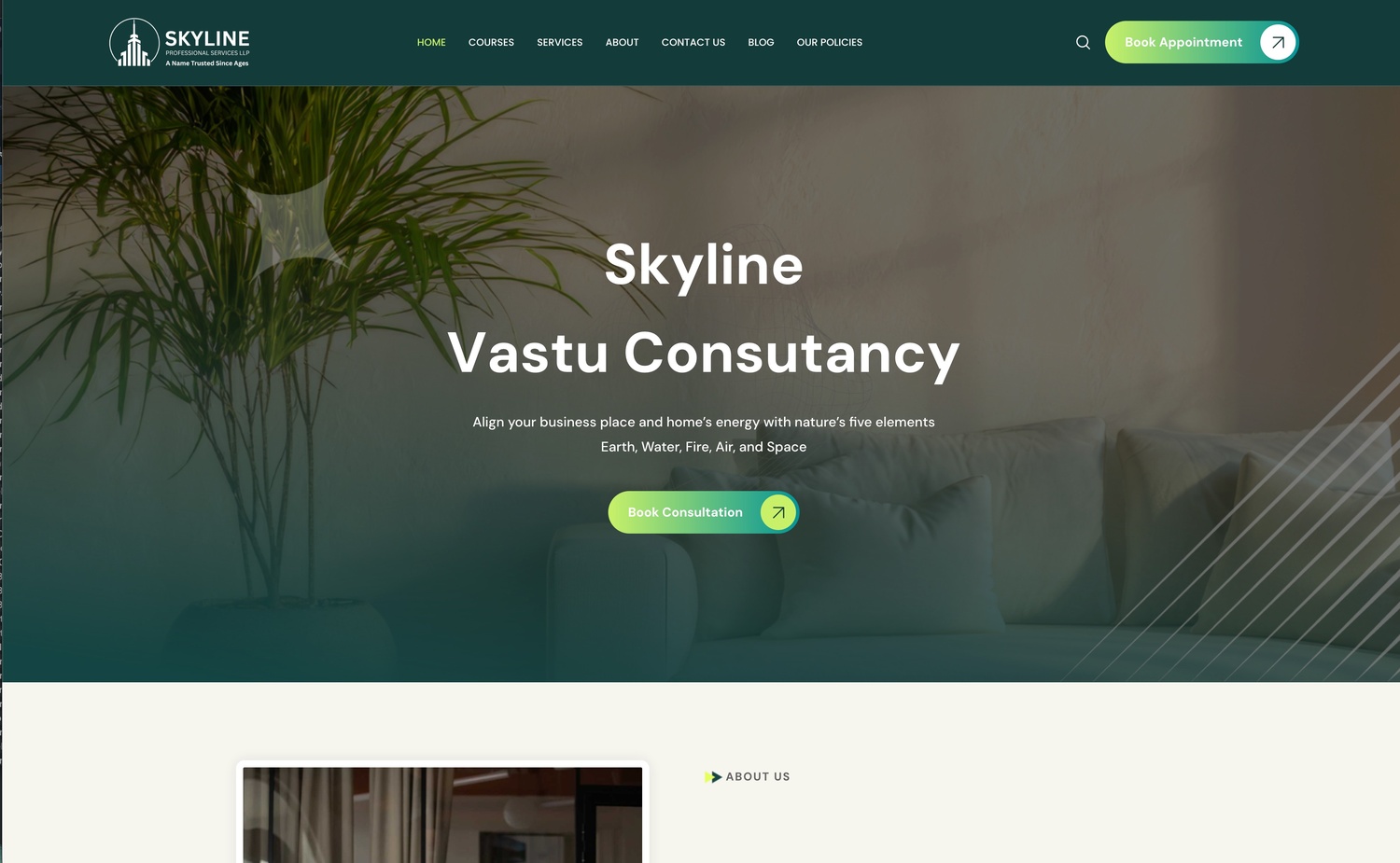 Vastu Consultation Services Website screenshot