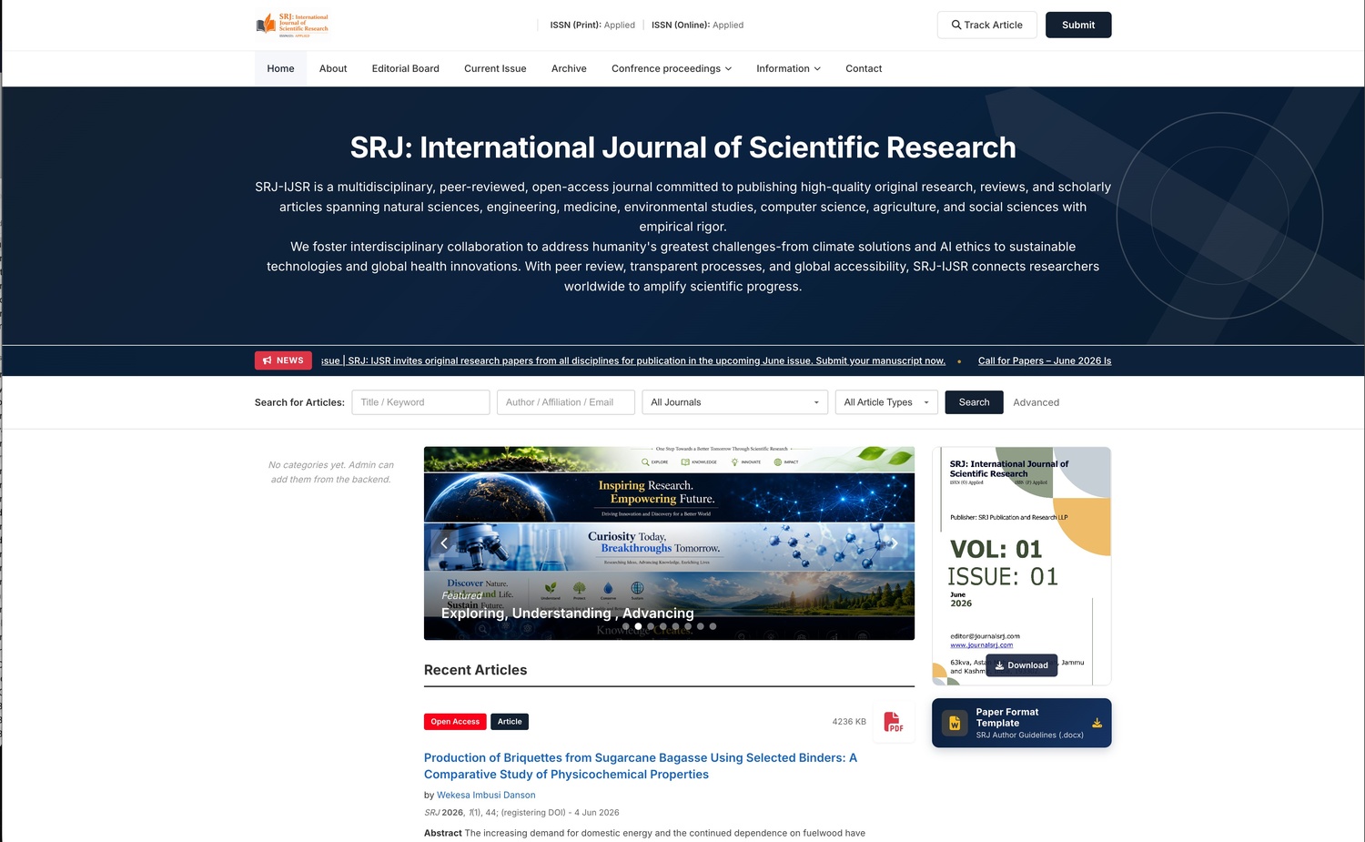 International Scientific Research Journal Platform screenshot