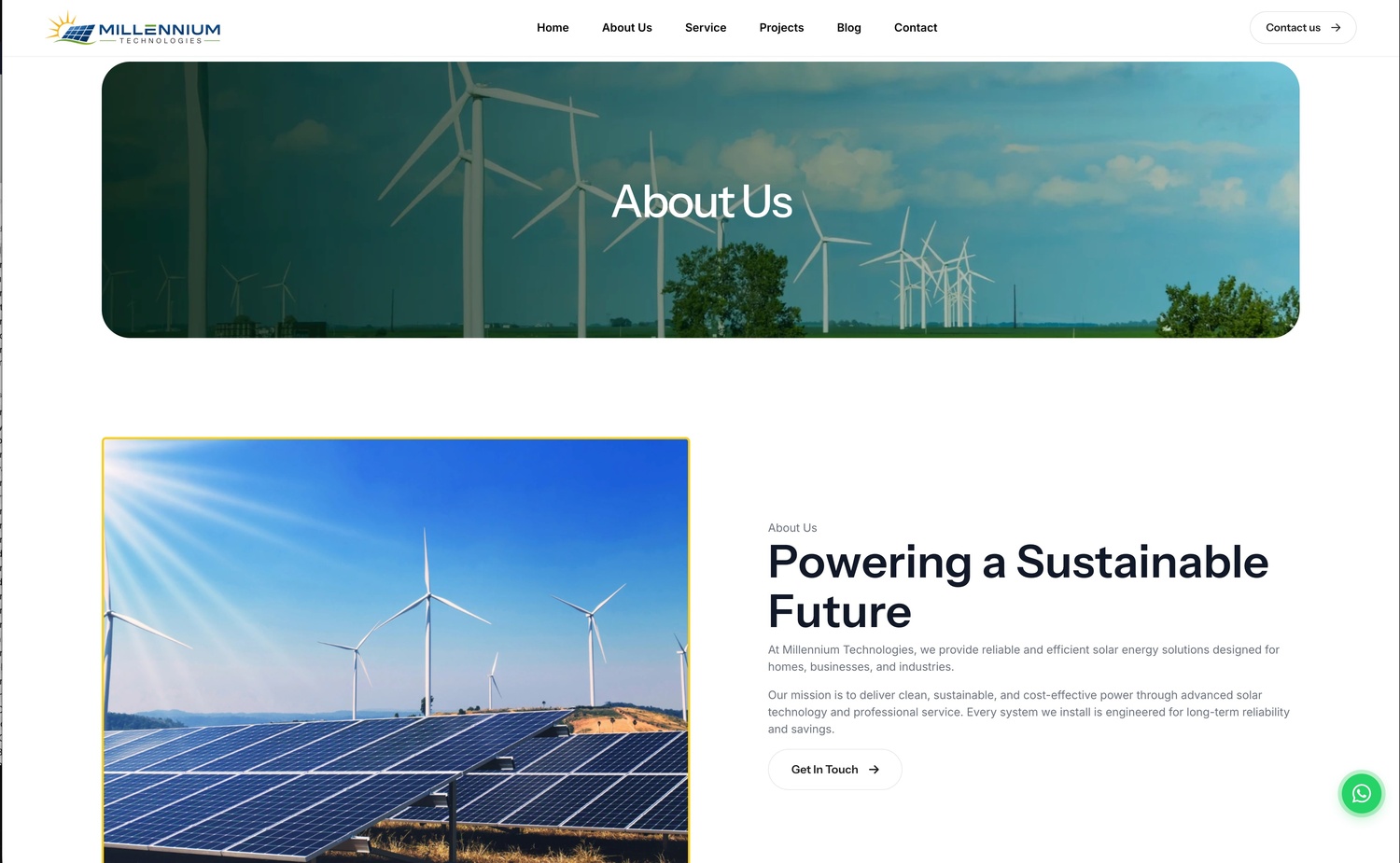 Solar Energy Solutions Company Website screenshot